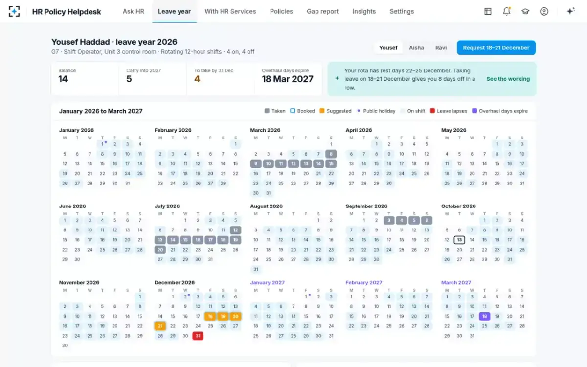 HR Policy Helpdesk — The leave year