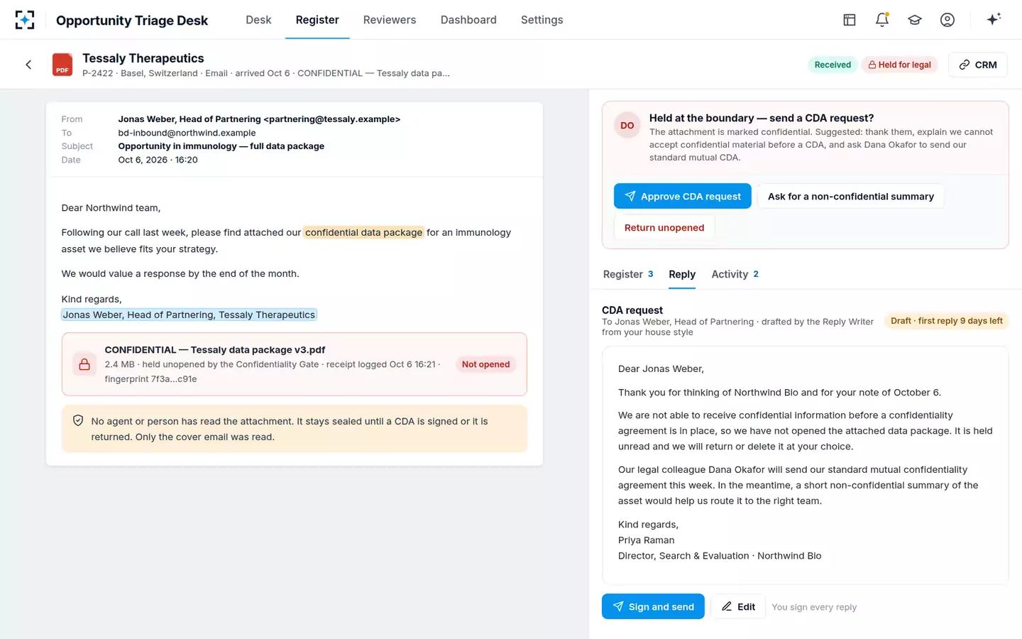 Inbound Opportunity Triage Desk — Held at the boundary