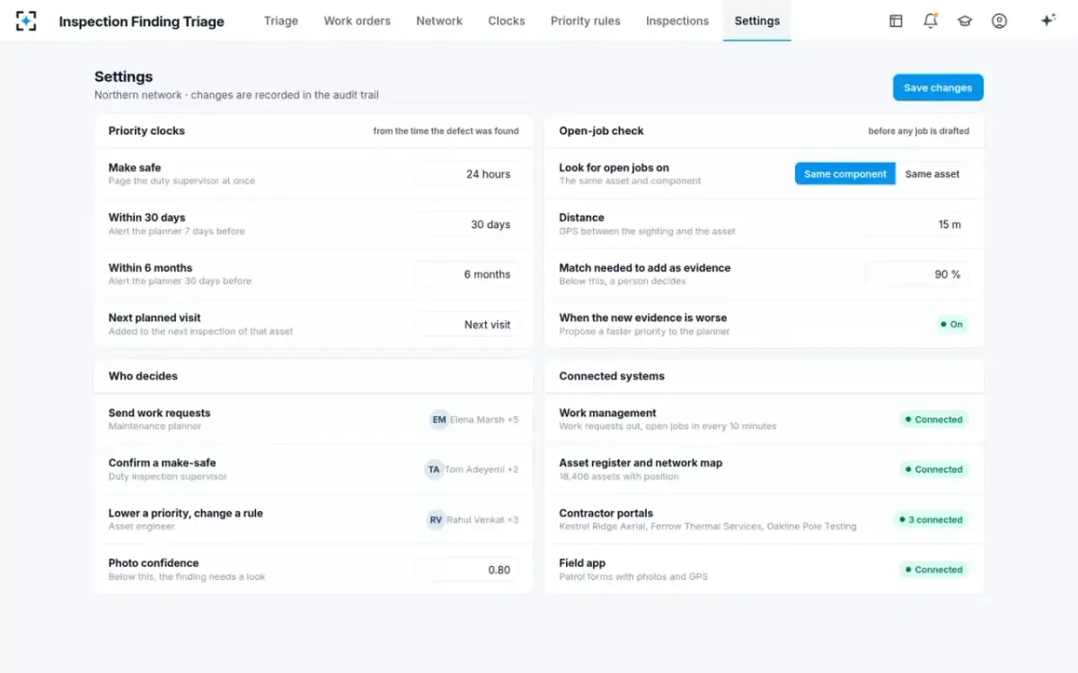 Inspection Finding Triage — Your settings