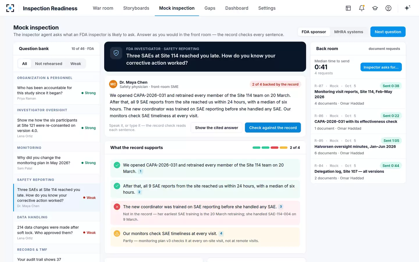 Inspection Readiness Storyboard Builder — Mock inspection