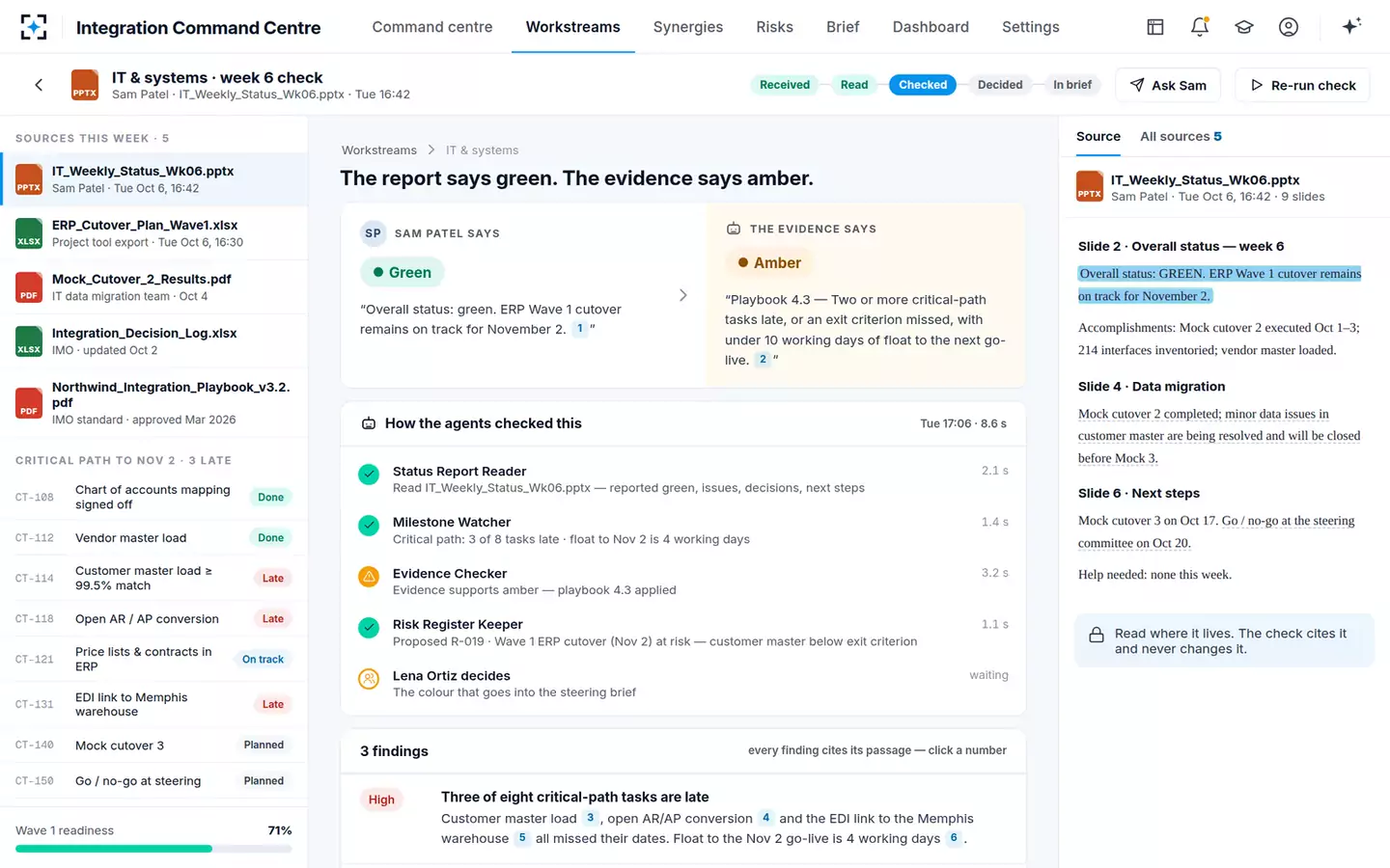 Integration Command Centre — A workstream check