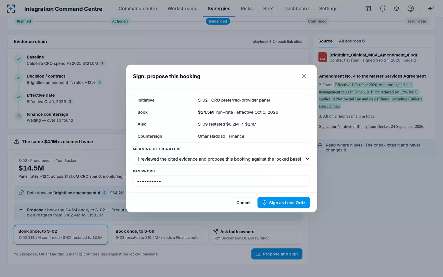 Integration Command Centre — Signing a booking