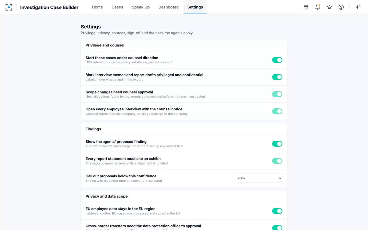 Investigation Case Builder — Your procedure’s rules