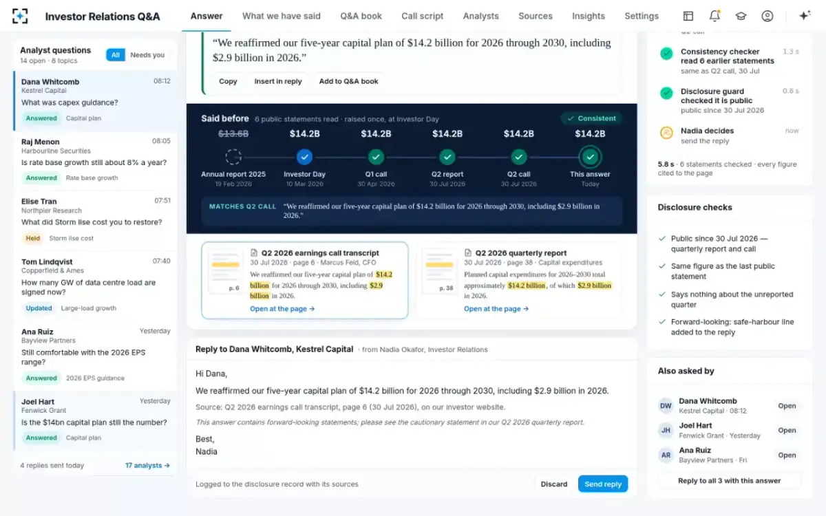 Investor Relations Q&A — The reply