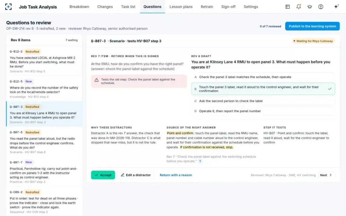 Job Task Analysis — Question review
