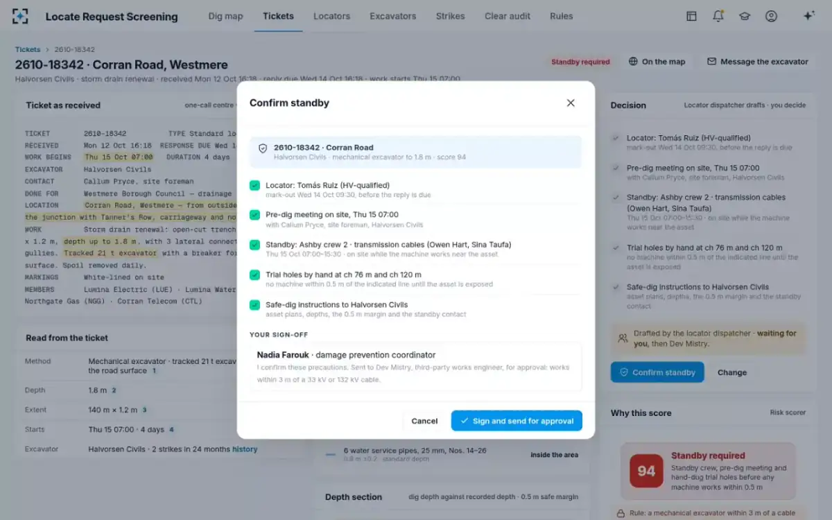 Locate Request Screening — Confirm the standby