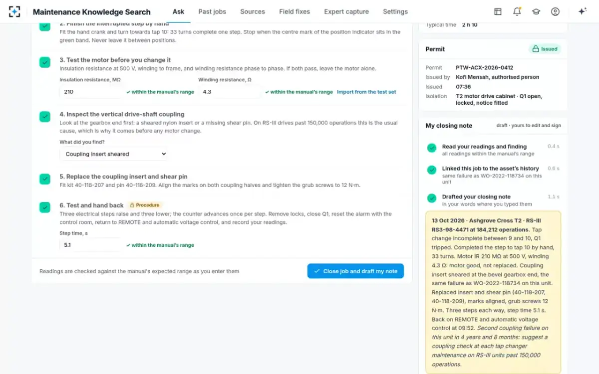 Maintenance Knowledge Search — The closing note