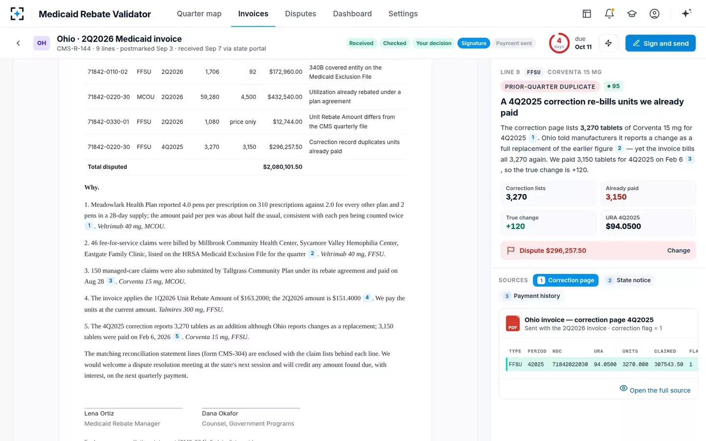 Medicaid Rebate Invoice Validator — The dispute letter