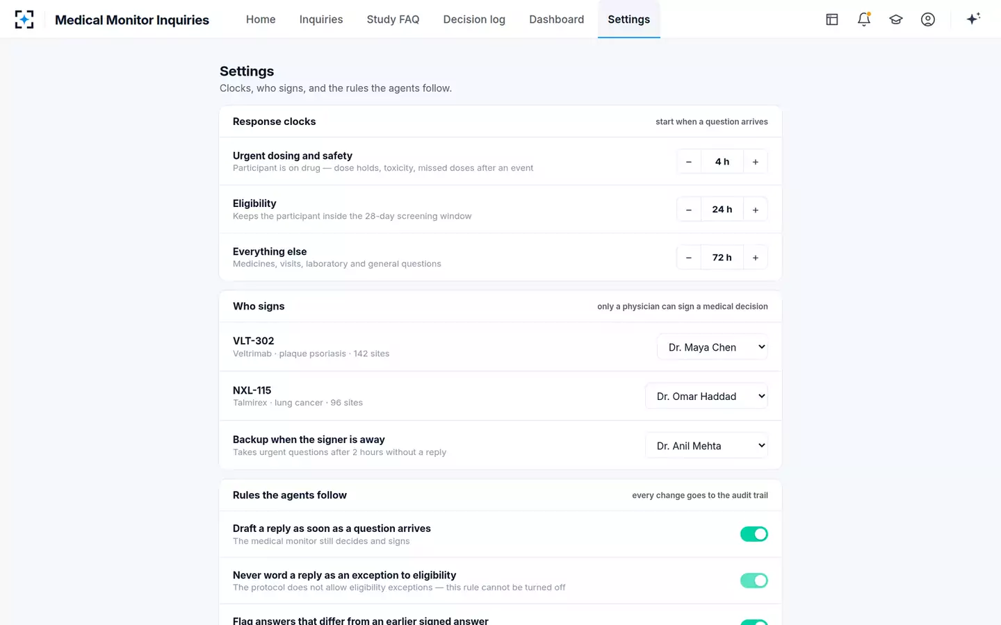 Medical Monitor Inquiry Assistant — Your study’s rules