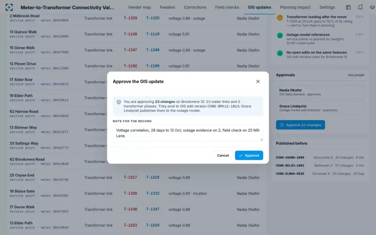 Meter-to-Transformer Connectivity Validation — Approve the update