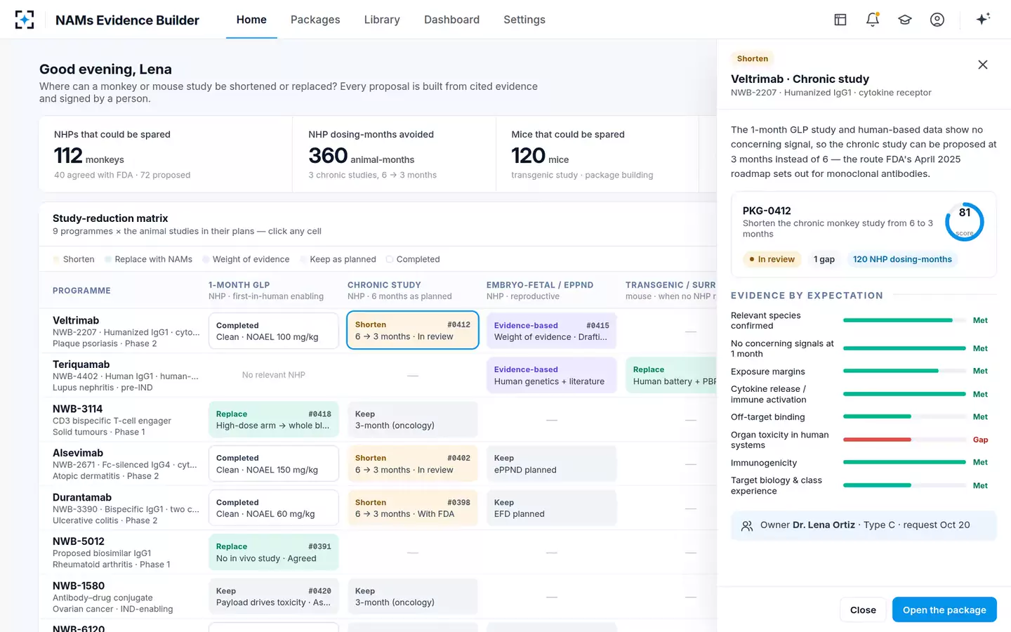 NAMs Evidence Package Builder — One study, one proposal