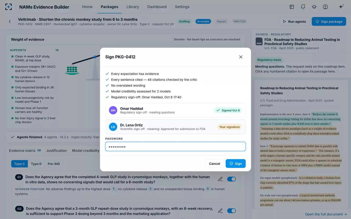 NAMs Evidence Package Builder — Two signatures