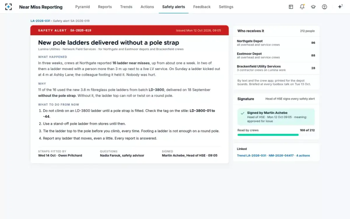 Near Miss Reporting — Signed and sent