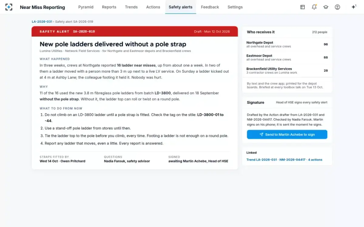 Near Miss Reporting — The safety alert
