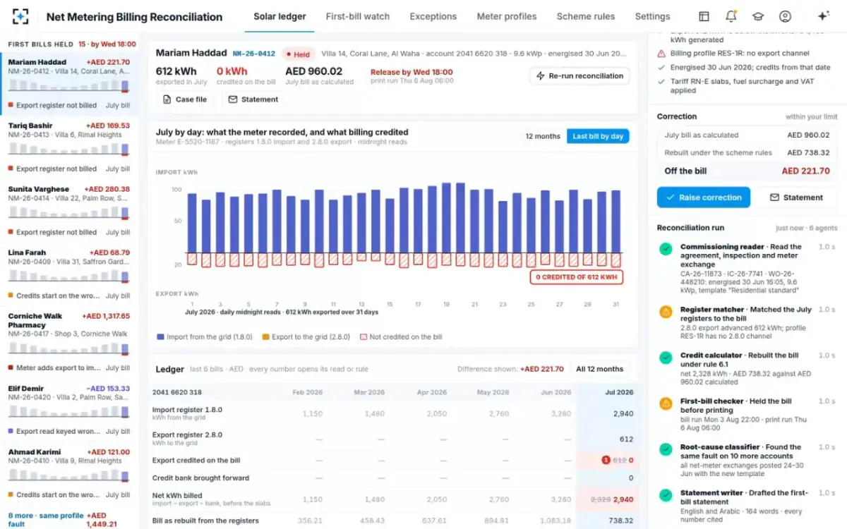 Net Metering Billing Reconciliation — The reconciliation run