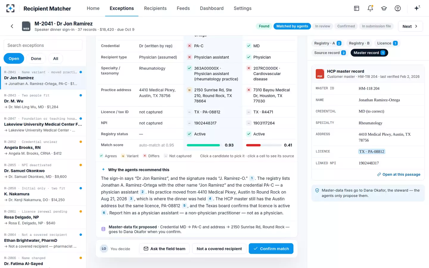 Open Payments Recipient Matcher — Why the agents recommend it