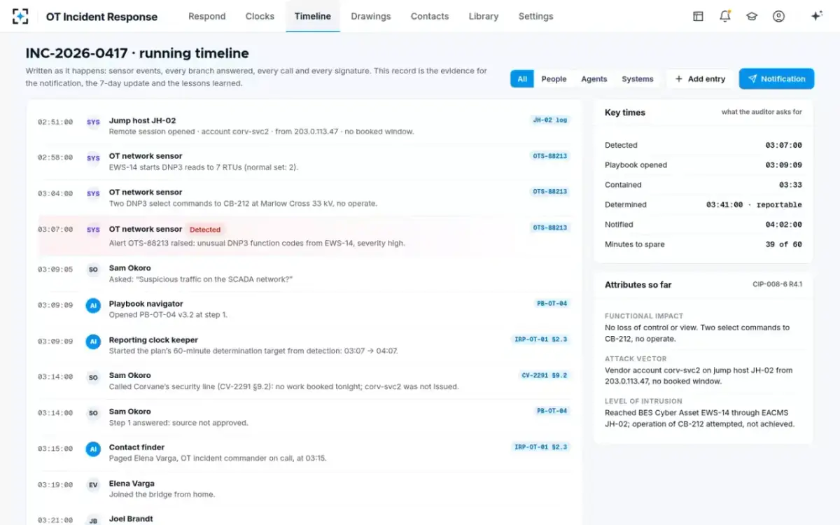 OT Incident Response — The running timeline