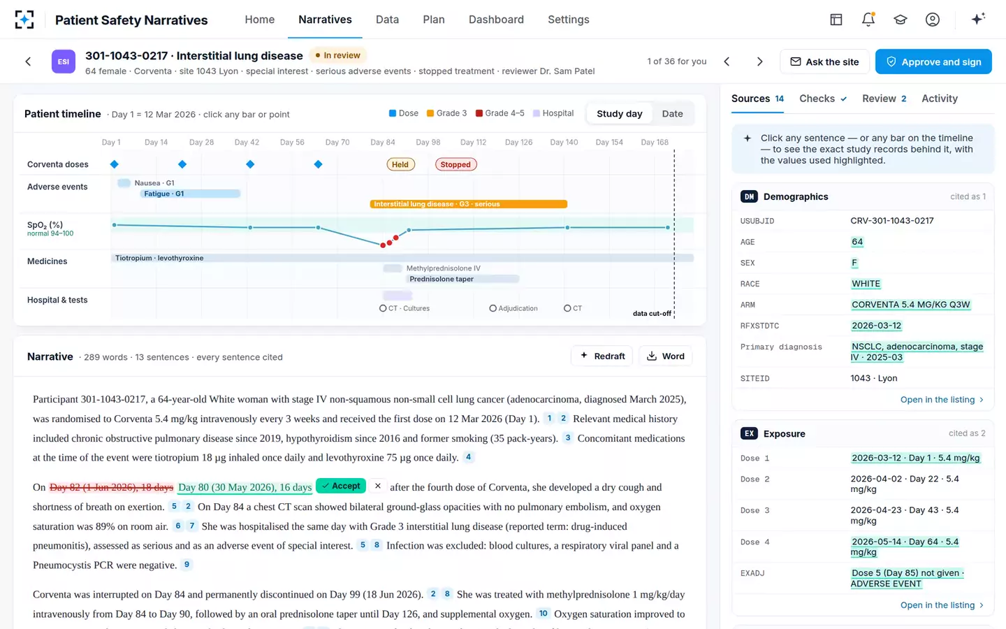 Patient Safety Narratives Writer — The narrative and its timeline