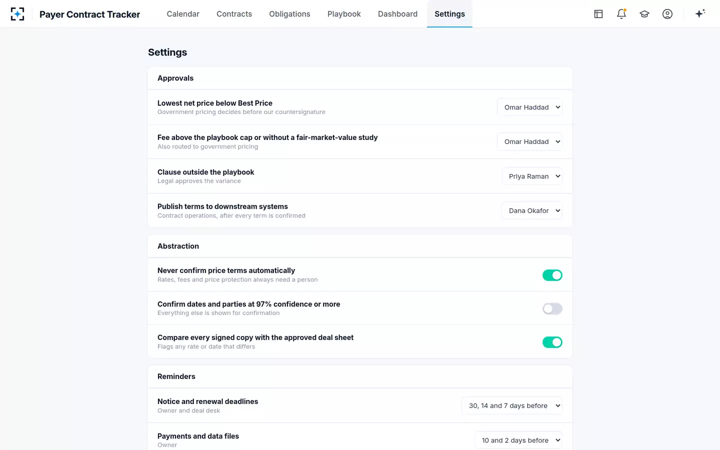 Payer Contract Abstraction & Obligation Tracker — Your rules