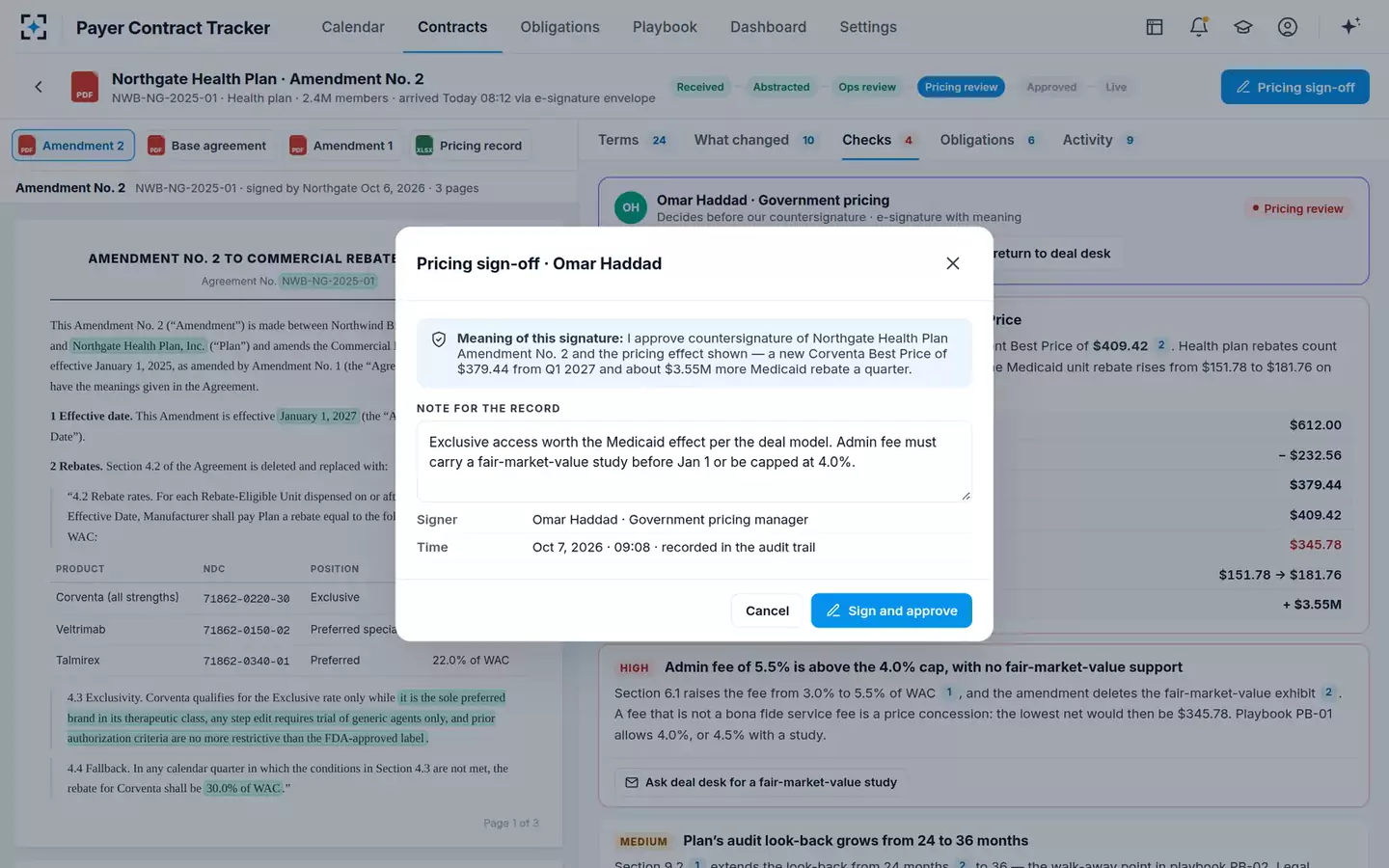 Payer Contract Abstraction & Obligation Tracker — Pricing sign-off