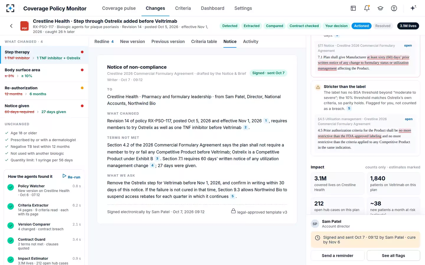 Payer Coverage Policy & PA Criteria Monitor — Signed and sent