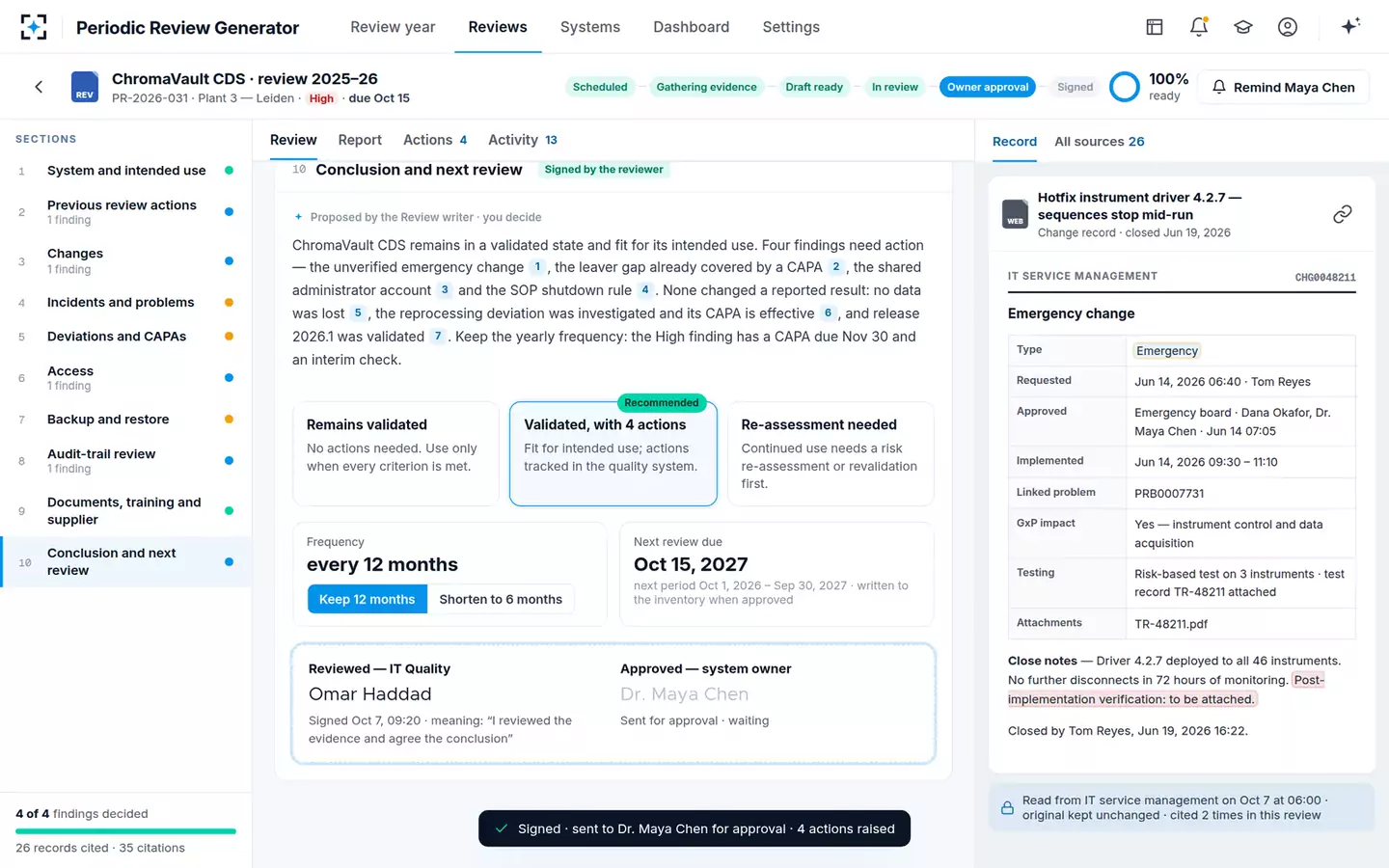 Periodic Review Generator — Sent for approval