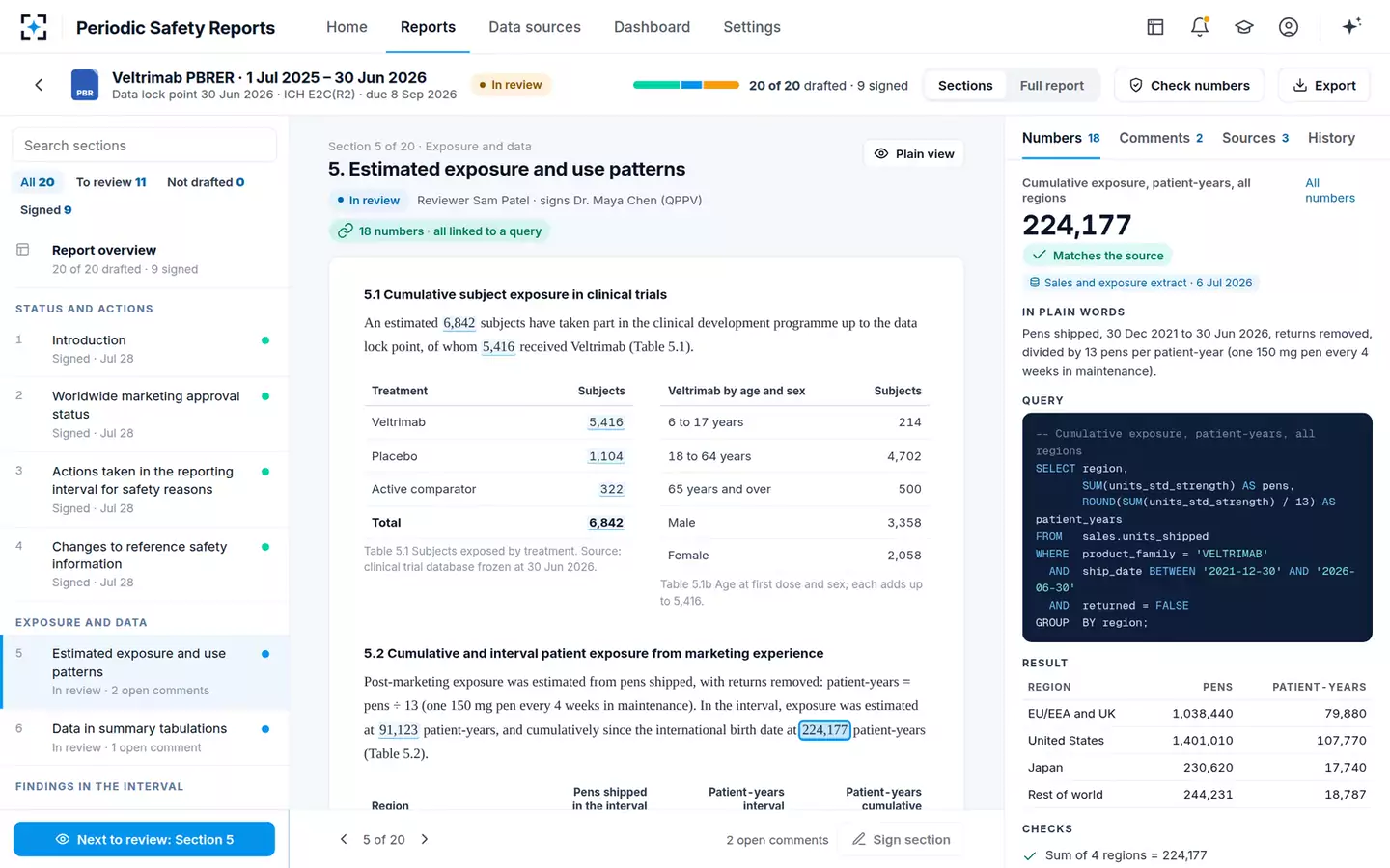 Periodic Safety Report Writer — Number to query