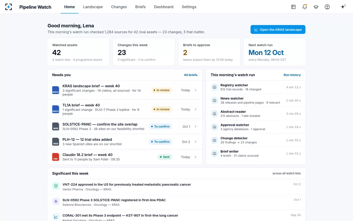 Competitive Pipeline Watch — Home