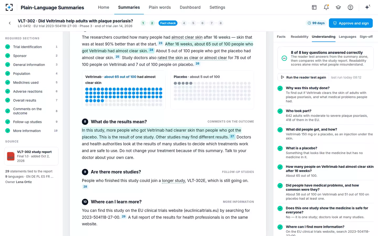 Plain-Language Results Summary Writer — The reader test