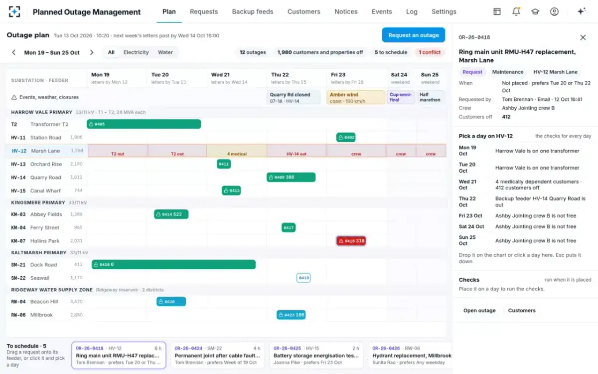 Planned Outage Management — Pick a day