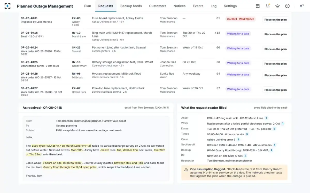 Planned Outage Management — Outage requests