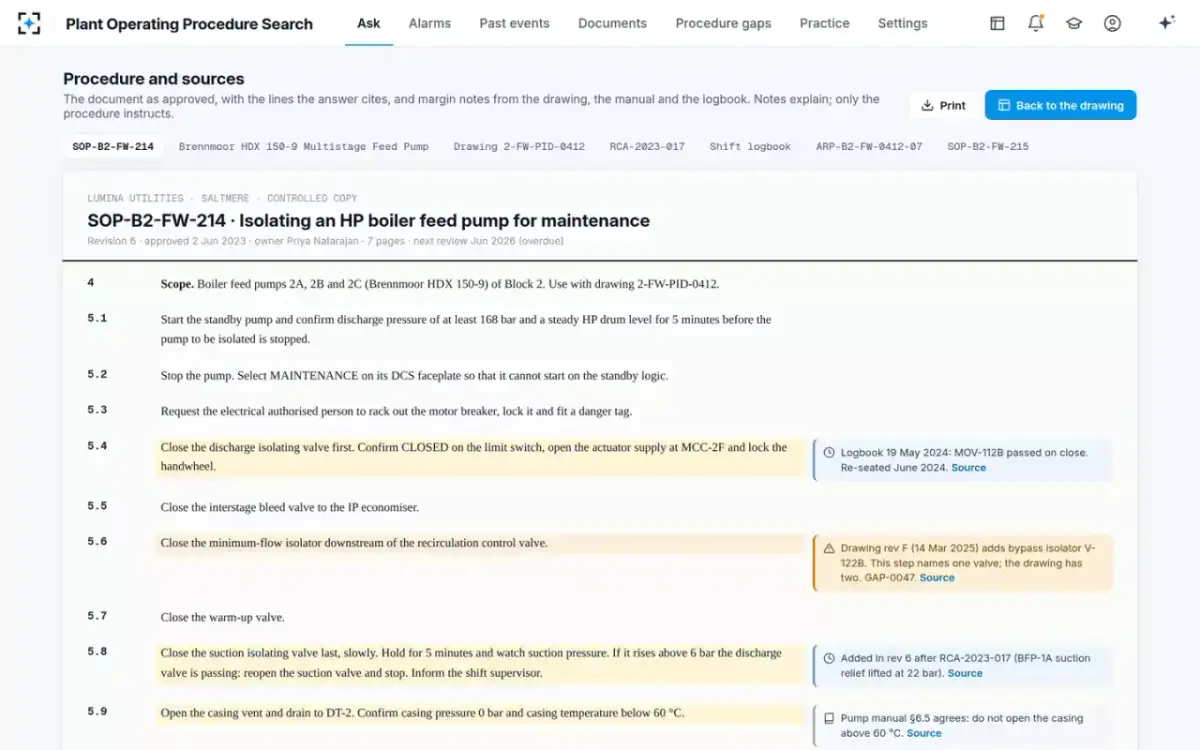 Plant Operating Procedure Search — The procedure