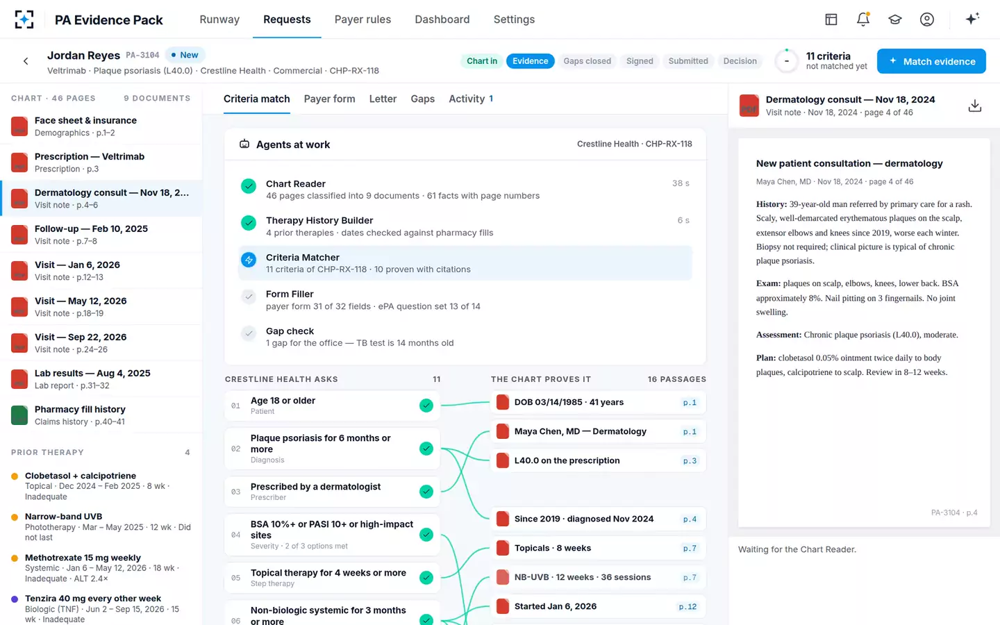 Prior Authorization Evidence Pack Builder — Agents at work