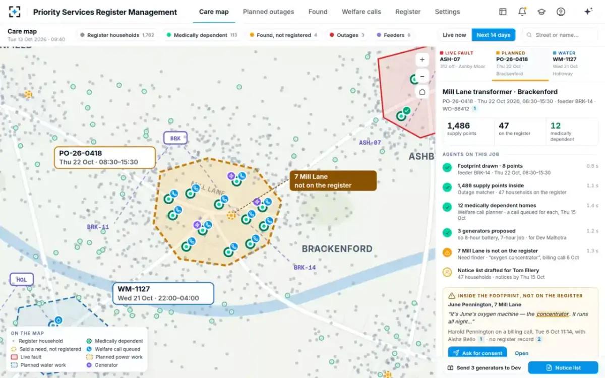 Priority Services Register Management — Footprint drawn