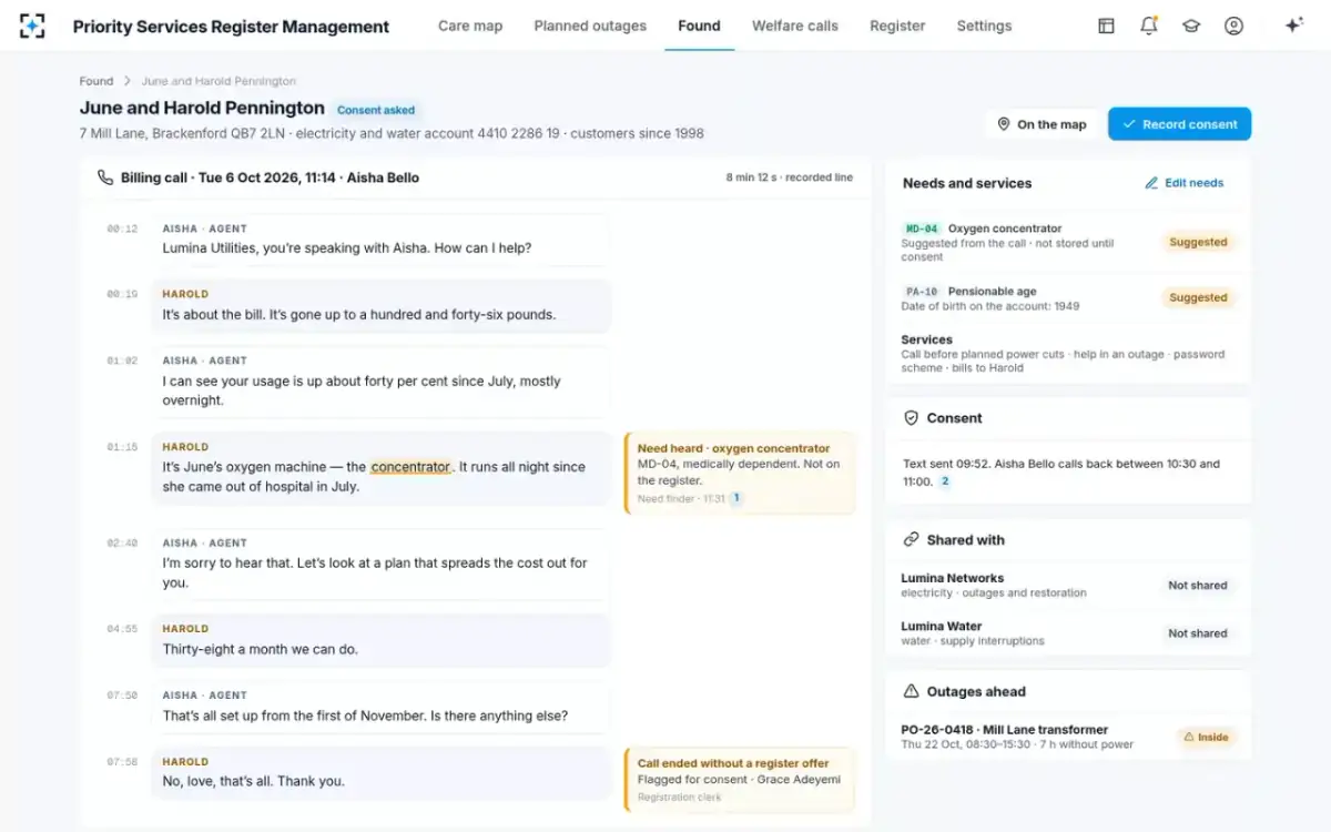 Priority Services Register Management — What the customer said