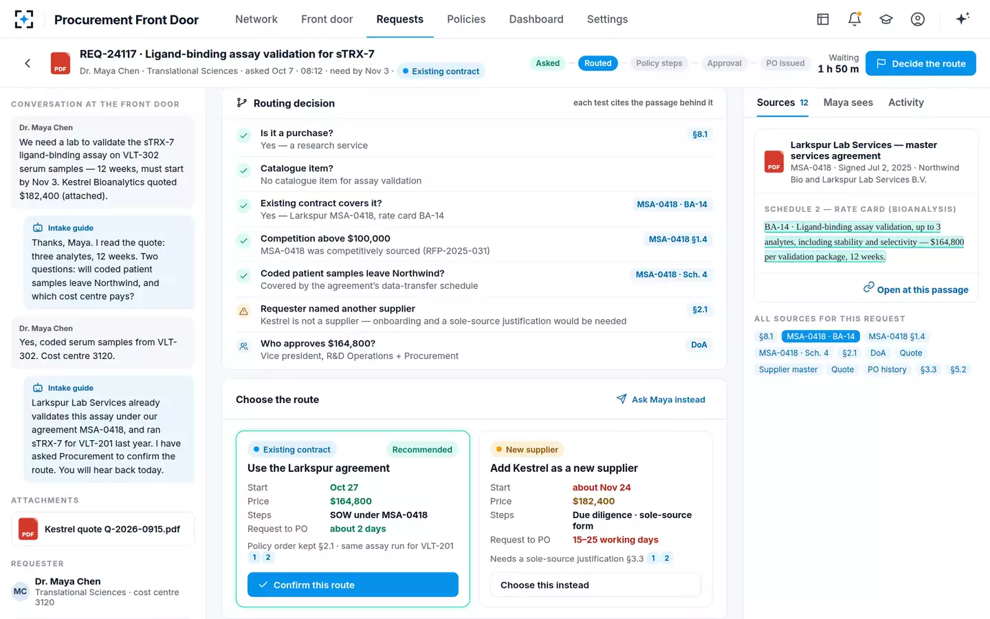 Procurement Front Door — Routes side by side