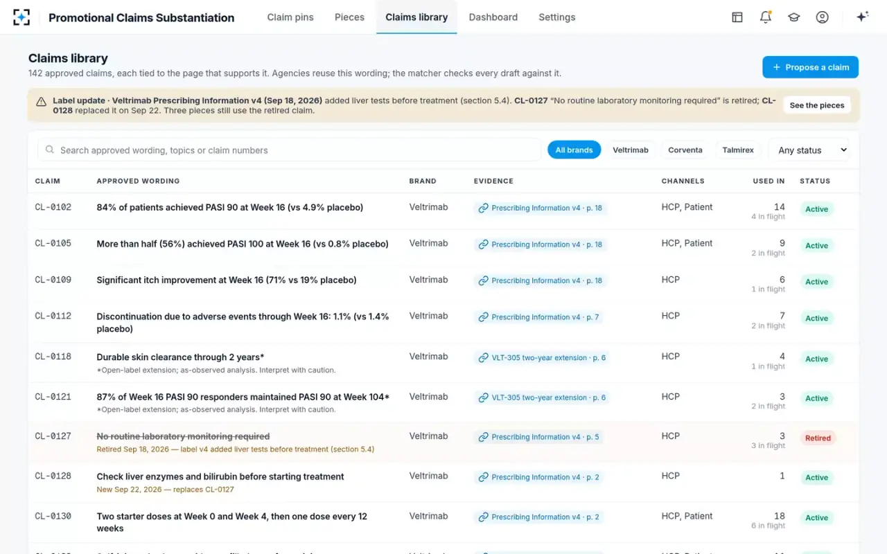 Promotional Claims Substantiation — Claims library