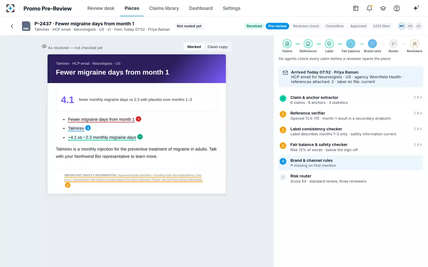 Promotional Material Pre-Review Agent — Pre-review at work
