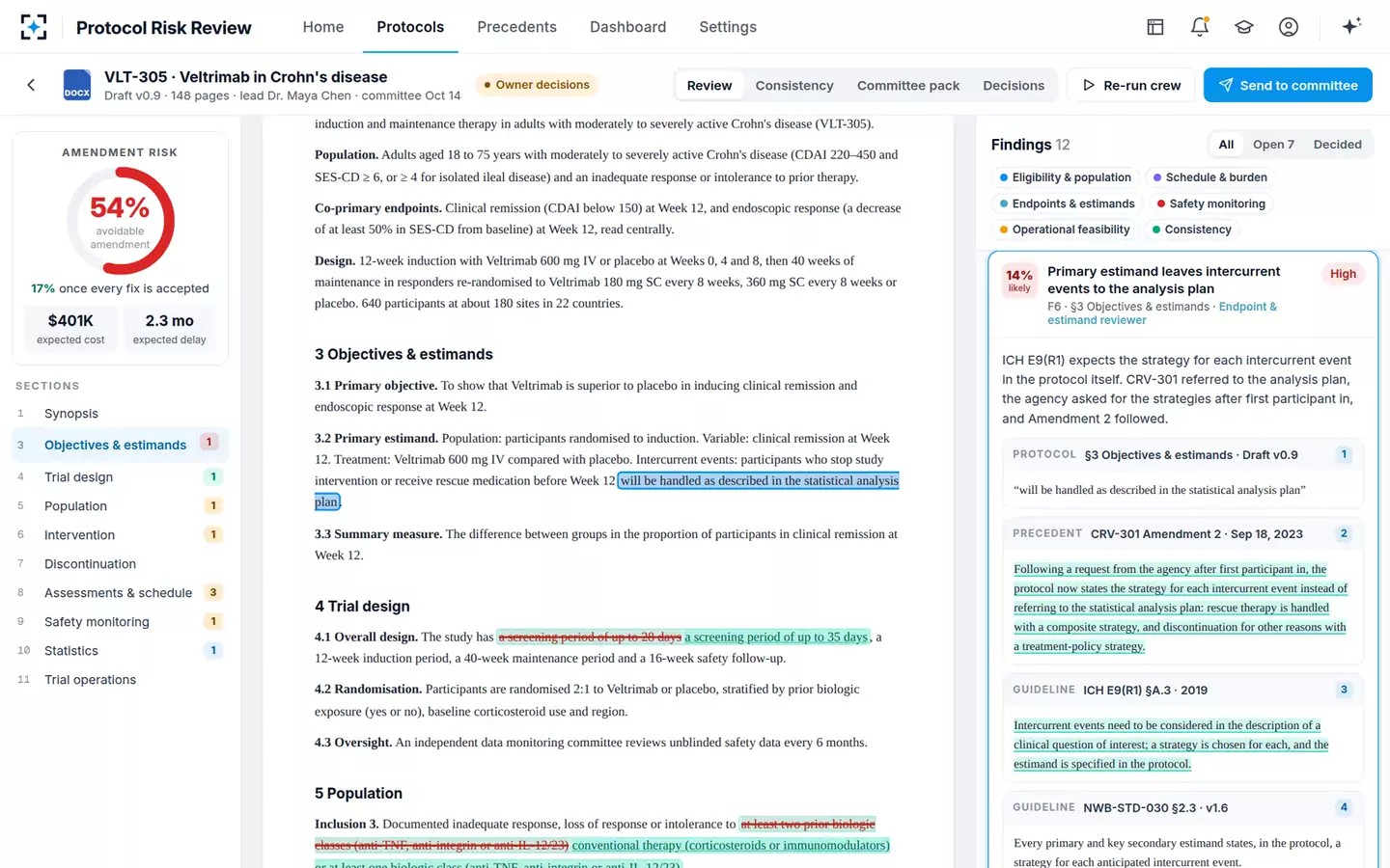 Protocol Design Review & Amendment-Risk Check — Estimand finding