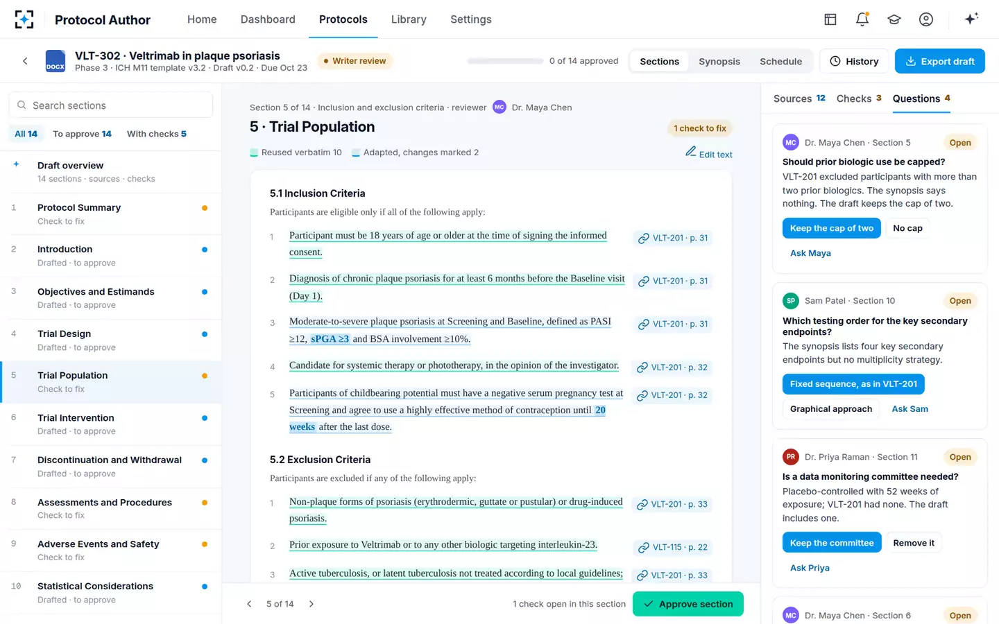 Protocol Author — Open questions
