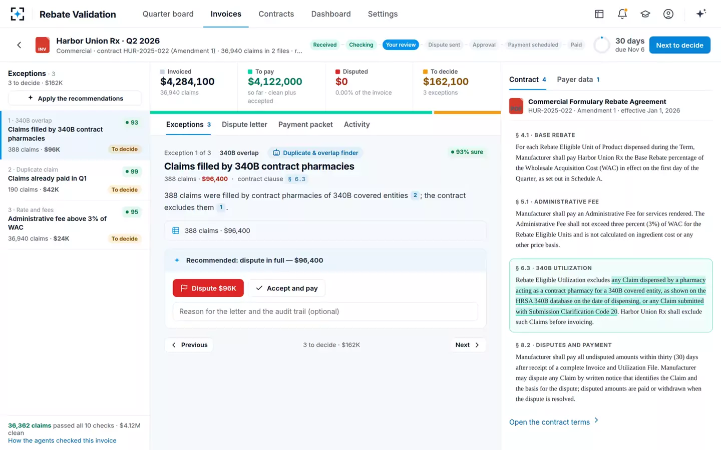 Rebate Claim Validation Agent — A new invoice, checked