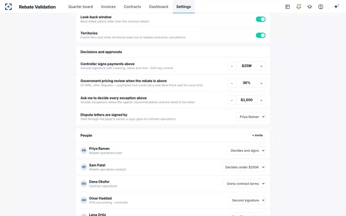 Rebate Claim Validation Agent — Decisions and approvals