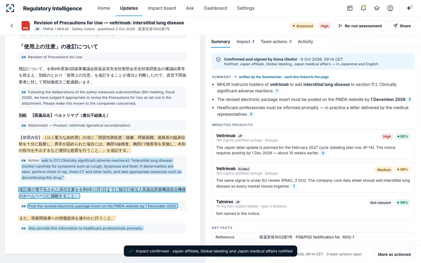Regulatory Intelligence — Confirmed