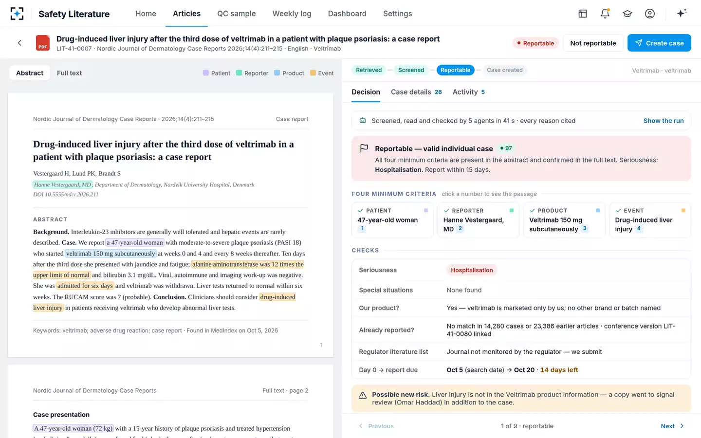 Safety Literature Screening — Article review