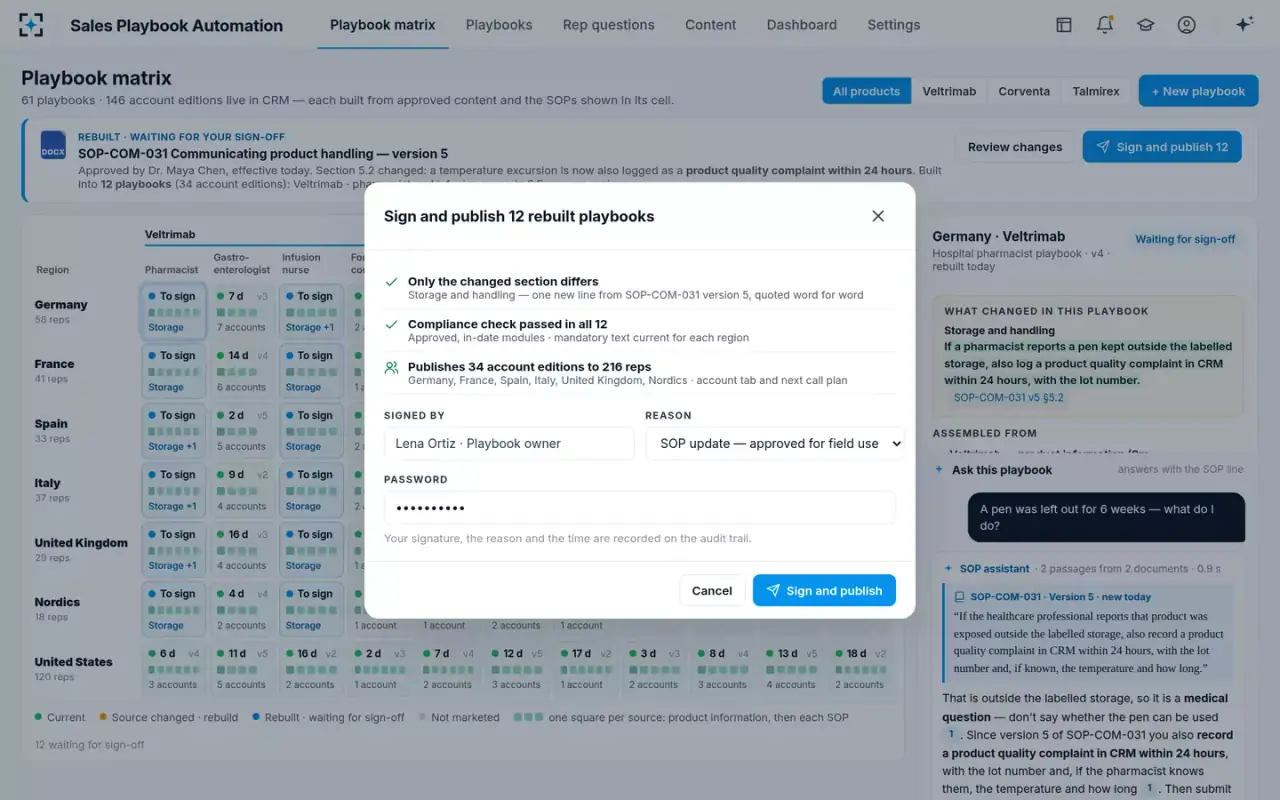 Sales Playbook Automation — Sign and publish