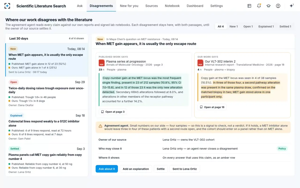 Scientific Literature Search — Disagreements