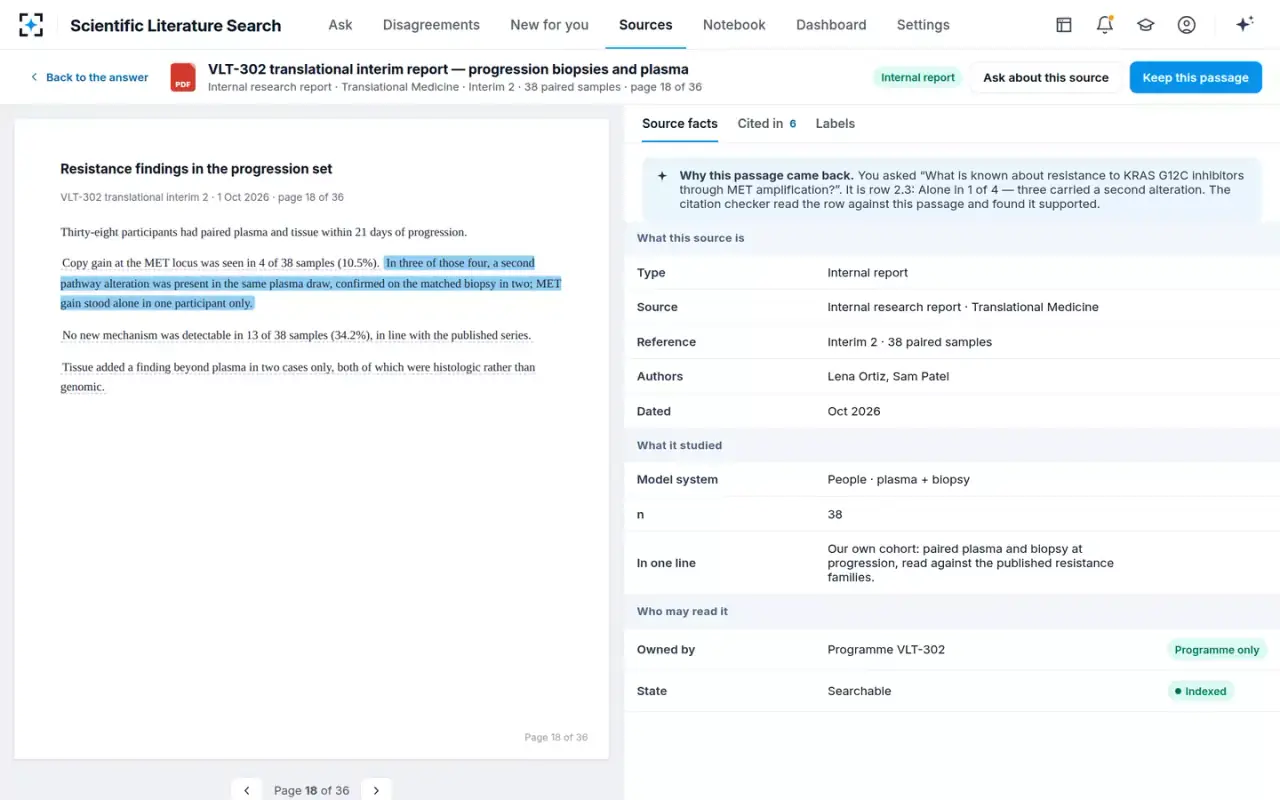 Scientific Literature Search — The source at its page
