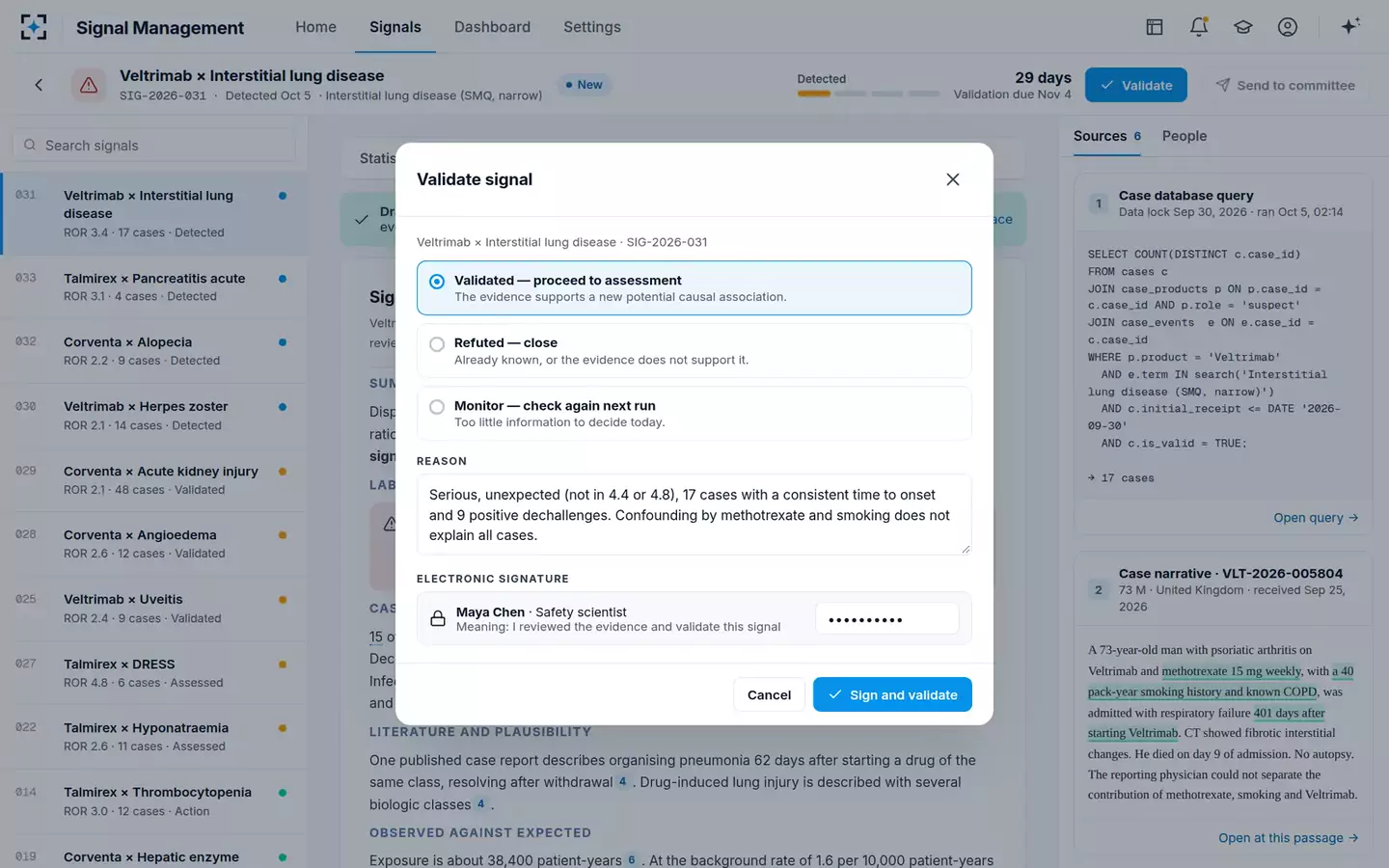 Signal Management — Validate, refute or monitor