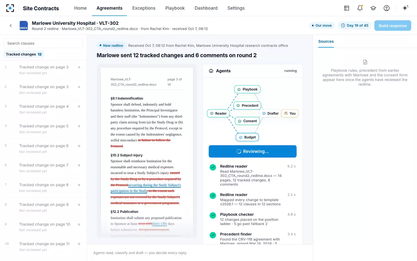 Clinical Trial Agreement Negotiation Copilot — Agents at work