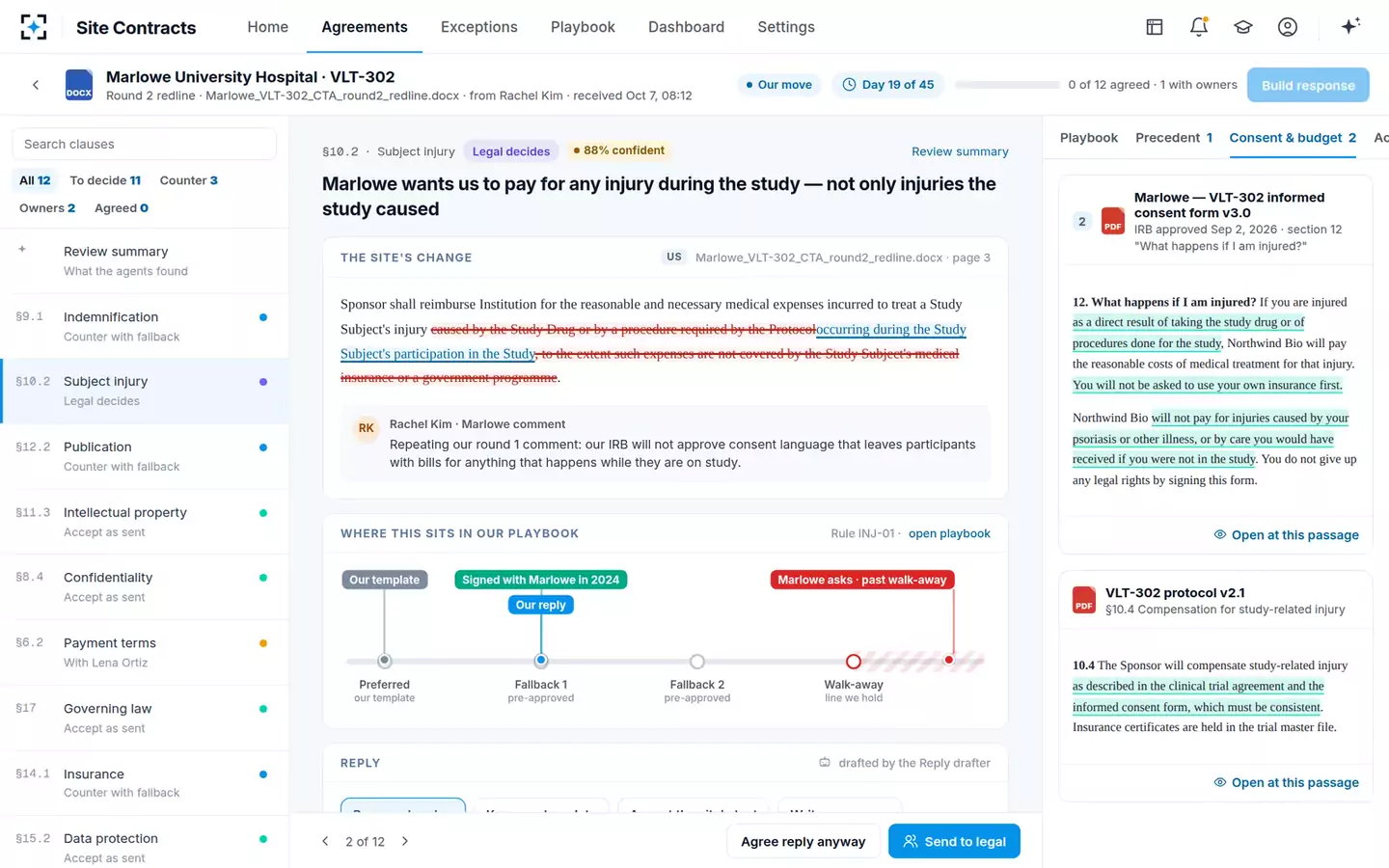 Clinical Trial Agreement Negotiation Copilot — The consent form beside the clause
